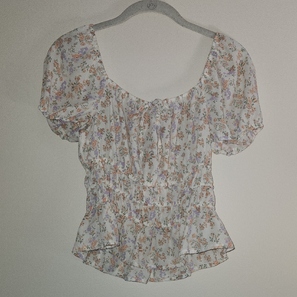 Floral Print Peplum Blouse
